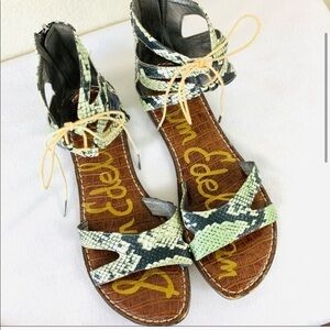 Sam Edelman Gwenna Snake flat sandal w/ zip & tie